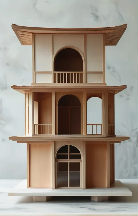 masterpiece,best quality,<lora:tbh302-sdxl:0.9>,illustration,designed by Filippo Brunelleschi Minimalist Japanese-inspired tea house by the sea, evoking the style of Tadao Ando