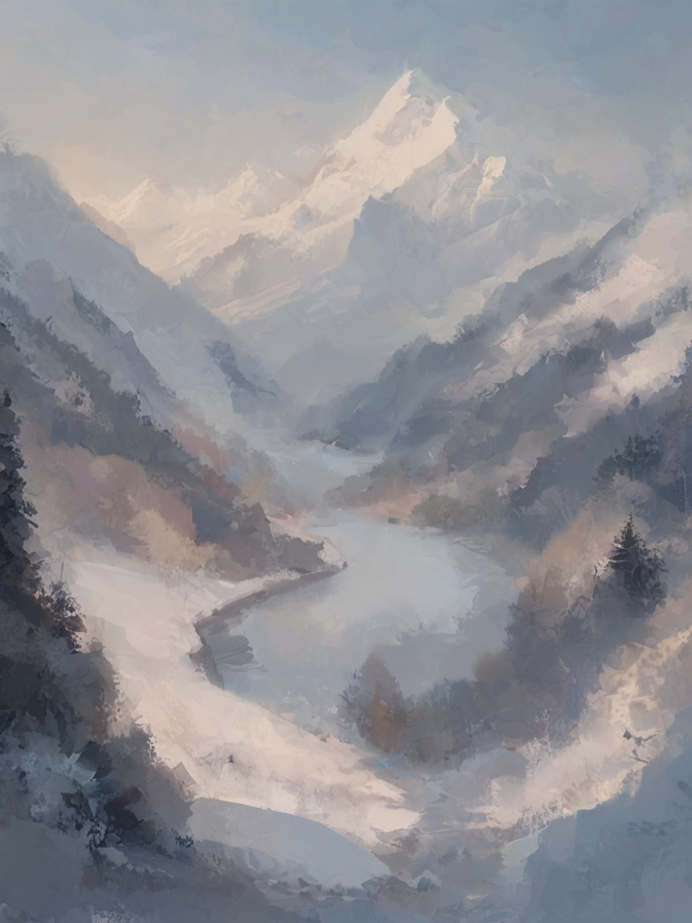 ptrn-no1 a beautiful landscape with snowy mountains, detailed , <lora:- SDXL - ptrn-no1_style_V1.0:1>