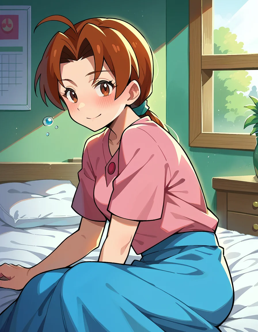 score_9, score_8_up, score_7_up, source_anime,
deliaketchum, <lora:delia-ketchum-ponyxl-lora-nochekaiser:1>
deliaketchum, brown hair, brown eyes, parted bangs, ahoge, ponytail, low ponytail,
shirt, pink shirt, short sleeves, skirt, blue skirt, long skirt,
indoors, bed, bed room, on side, blush, drunk,
looking at viewer, cowboy shot, dutch angle,