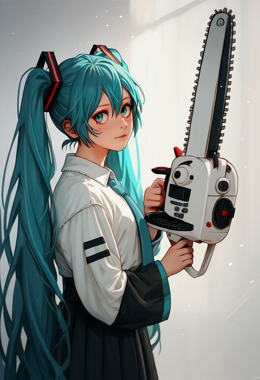 score_9, score_8_up, score_7_up, score_6_up, score_5_up, score_4_up, Hatsune Miku holding a chainsaw