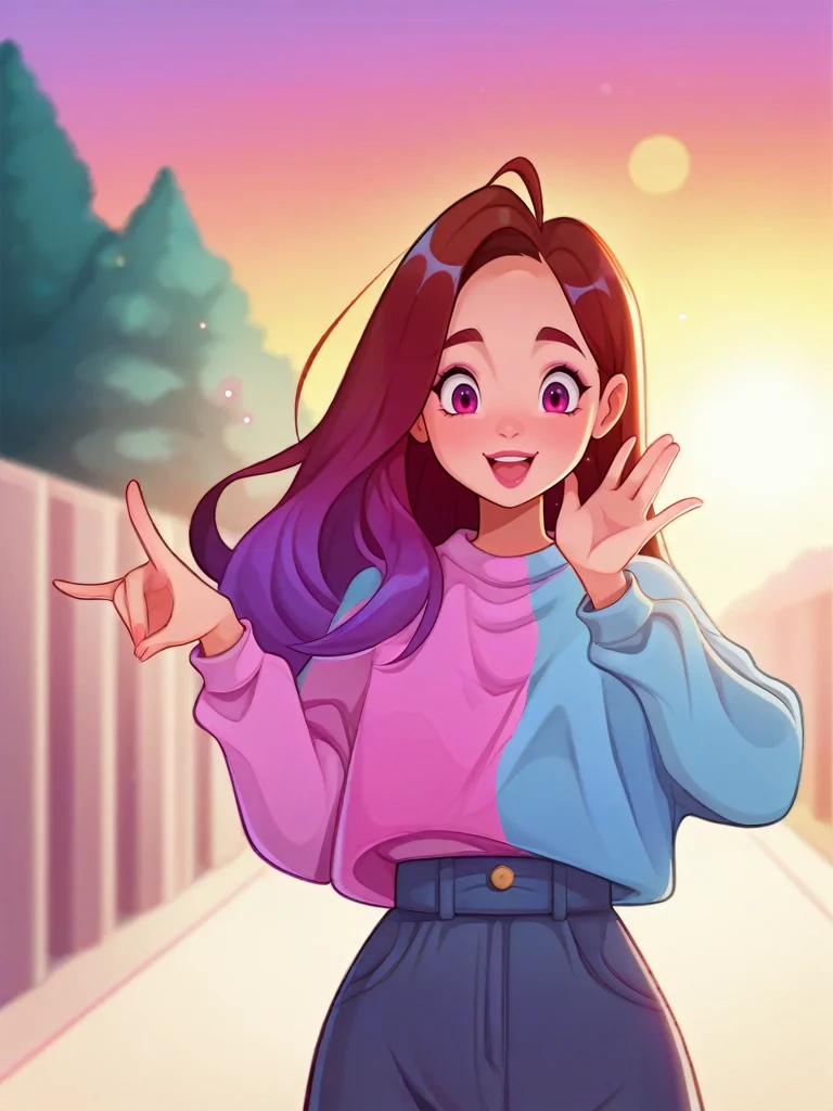 cartoon, anime style, very aesthetic, best quality, absurdres, masterpiece, vibrant colors, newest, scenery, depth of field, high-resolution, high definition, visually appealing, soft lighting, dreamy, playful atmosphere, manga style, adult, aged_up, 1girl, H34RTBL00M, vibrant colors, inspired by Umipi, zPDXLxxx, zPDXLrl, zPDXL3, zPDXL2, shadow puppet, flustered,  <lora:Midnight1111_H34RTBL00M:0.8>