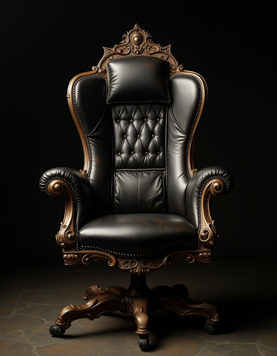 semifront of
(gaming chair:1.8),
style of lucas cranach the younger,
(details stiled as ancient chair details:0.5)
. clean dark background
  <lora:style_of_Lucas_Cranach_the_Younger_FLUX_282:1>