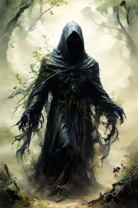 Detailed digital portrait of a  <lora:RPGWraithXL:0.7> wraith at a Hidden valley with lush vegetation, <lora:Ethereal_Grace:0.7>,  <lora:ParchartXL-1.5:0.7> on parchment,  <lora:xl_more_art-full_v1:0.5>, <lora:TeslaPunkAIv2:0.7> t3slapunkai