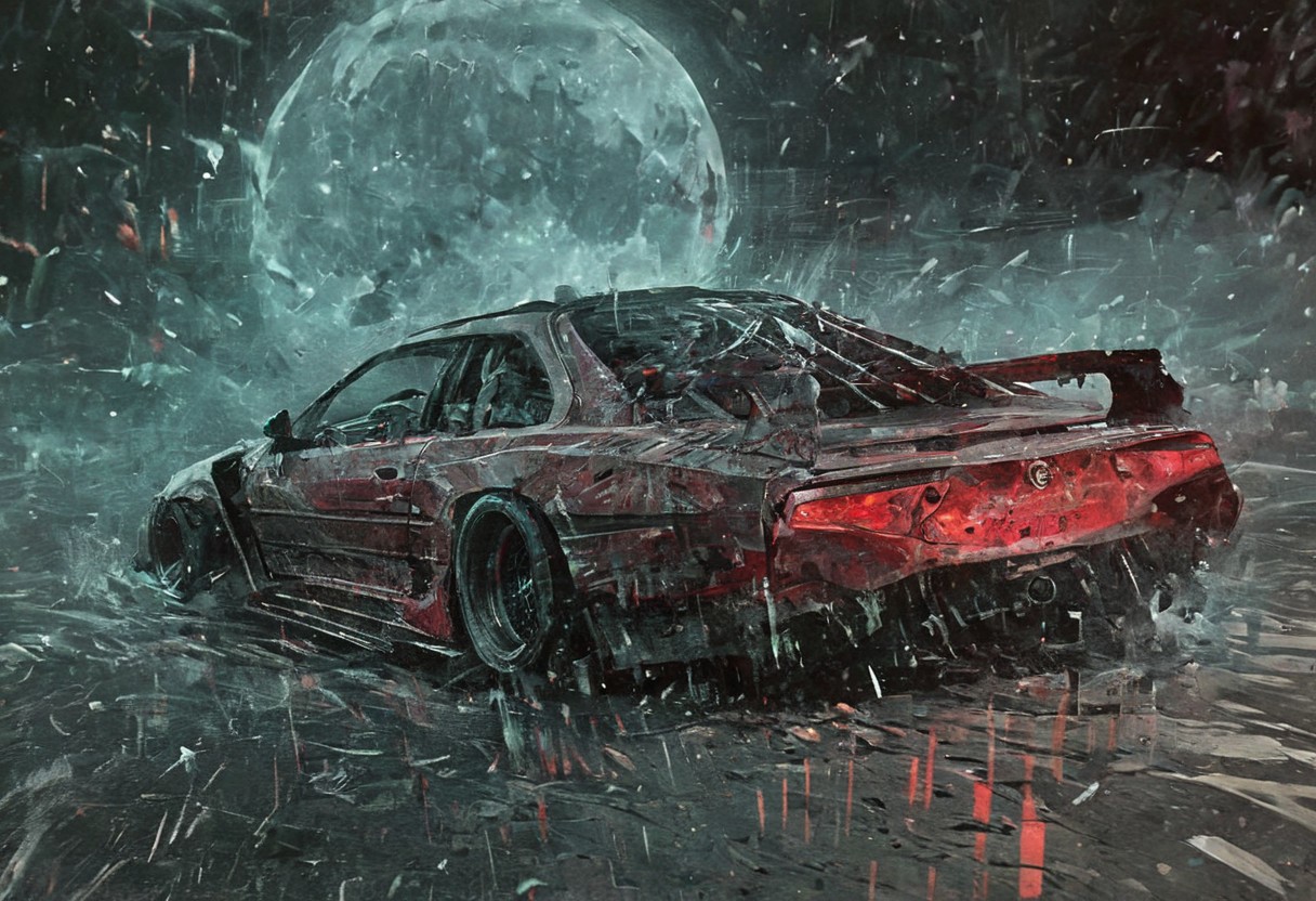 Midnight club, cyberpunk need for speed, high quality, high resolution lifelike v action scene, action movie, ground vehicle, car, drone car, cyberpunk car, widebody, illustration, traditional media, drawing, abstract, cyberpunk, Saturn_moon_matrix, an1matr1xbeyond, anime