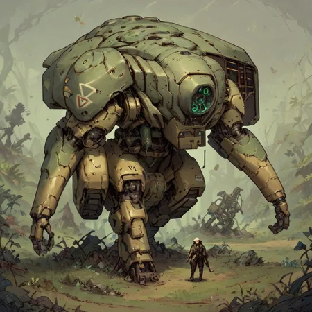 score_9,score_8_up,score_7_up, <lora:OldMech-000009:0.9>, OldMech, green hull