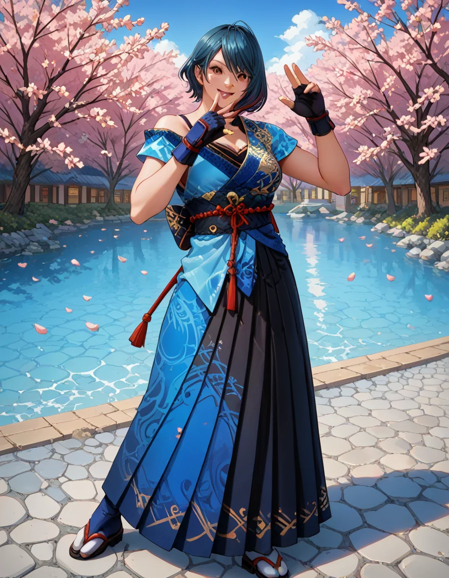 score_9, score_8_up, score_7_up, best quality, masterpiece, source_anime, BREAK
in japanese garden, 1girl, tamaki, multicolored hair, short hair, tamakiwildwind, tamakidefault, japanese clothes , hakama, tabi, gloves
, <lora:add-detail-xl:1> <lora:tamaki:1>, smile, happy, <lora:add-detail-xl:1> <lora:detail_eyes:0.5>, leggy pose, legs extended, emphasizing length and allure