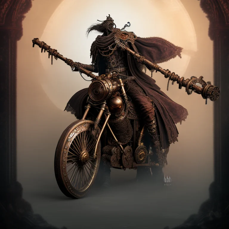 elden ring style  biomechanical steampunk motorcycle