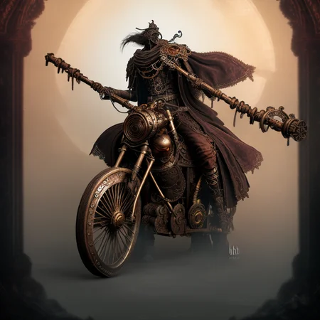 elden ring style  biomechanical steampunk motorcycle