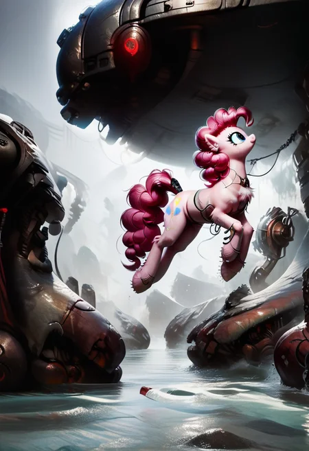 score_9, score_8_up, score_7_up, score_6_up, score_5_up, score_4_up, high resolution, hight detailed, high quality, Highly detailed and realistic macro artwork, irl, photo, intricate detail, detailed, biopunk, stasis tank, in container, my little pony, (((feral pony))), pony, female pony, mare, pinkie pie, (short body), ((long legs)), (lanky), petite build, (long legs), fluffy, fur, fluffy chest, cute face, cute, wide hips, wide thighs, stasis, dramatic lighting, submerged, science fiction, floating