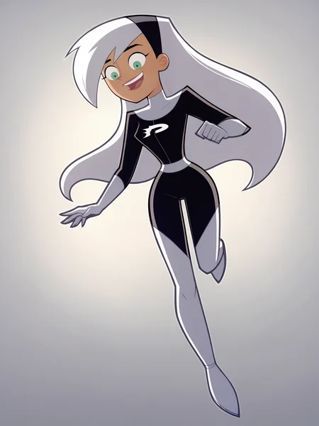 score_9, score_8_up, score_7_up, score_6_up, score_5_up, source_anime, smooth_anime,
danny_phantom, 1girl, solo, green_eyes, white_hair, hairband, long_hair, bodysuit, dark-skinned_female, gloves, dark_skin, smile, black_background, open_mouth, boots, simple_background, thigh_boots, full_body, multicolored_hair, white_gloves, two-tone_hair, black_bodysuit, black_hairband, breasts, :d, looking_down, white_footwear
 <lora:Danny_Phantom_SDXL:1>