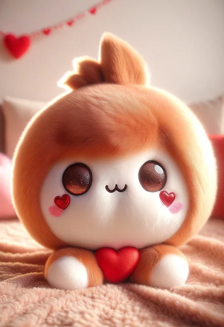 masterpiece, best quality, absurdres, cute copper adorable fluffball, made of plush, ral-smlvltnpls