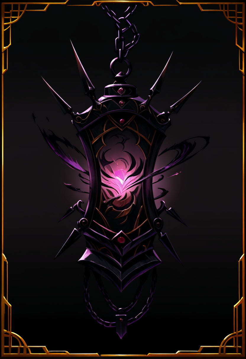 masterpiece, best quality,   zzShadowMagic, simple background, weapon, no humans, chain, black background, fantasy, still life, gradient, gradient background, framed  ,<lora:ShadowMagic_NAI:1.0>,