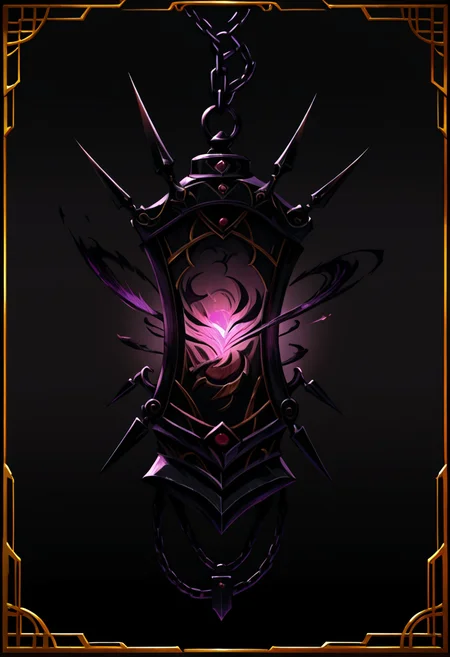 masterpiece, best quality,   zzShadowMagic, simple background, weapon, no humans, chain, black background, fantasy, still life, gradient, gradient background, framed  ,<lora:ShadowMagic_NAI:1.0>,