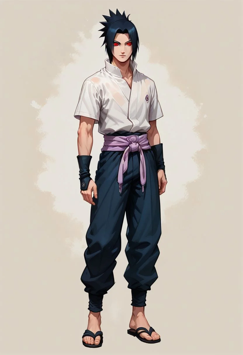 Faded Headshot, faded bottom, faded edges ,score_9,score_8_up,score_7_up,score_6_up,score_5_up,
1boy, sasuke uchiha, \(Naruto\), black hair, spiky hair,
Ronin, white shirt with short sleeves, black arm guard, light purple belt, pants, sandals, Mangekyou Sharingan eyes, sharingan eyes, red eyes, Symbol-shaped pupil,
, digital illustration, disney, rule 63, full body, perfect anatomy, perfect face, butt showing esthetically, abstract beauty, beautiful, centered, looking at the camera, approaching perfection, dynamic, moonlight, highly detailed, watercolor painting, artstation, concept art, smooth, sharp focus, illustration,
(upper body:1.2), (close up:1.5), portrait,