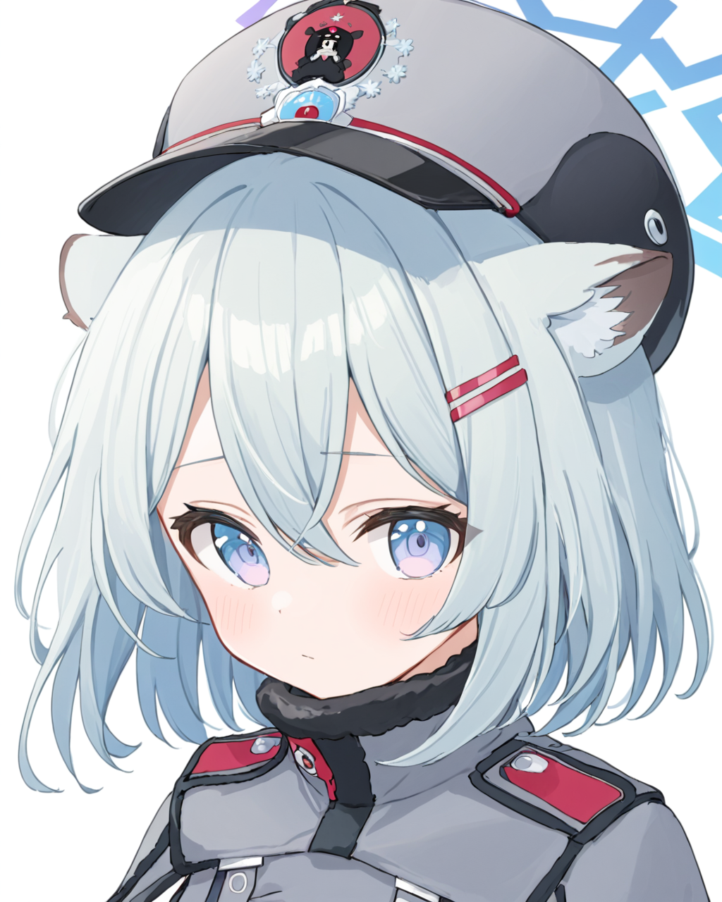 shigure \(blue archive\),1girl, halo, solo, hairclip, white_background, ushanka, grey_jacket, fur_trim, portrait, grey_headwear, simple_background, looking_at_viewer, parted_lips, blush, grey_coat, light_blush, grey_capelet, epaulettes, military
<lora:shigure_(blue_archive)_image979_2023-11-28-000015:1>halo. gorgeous,key visual, vibrant, studio anime,award-winning, professional, highly detailed,high budget, cinemascope