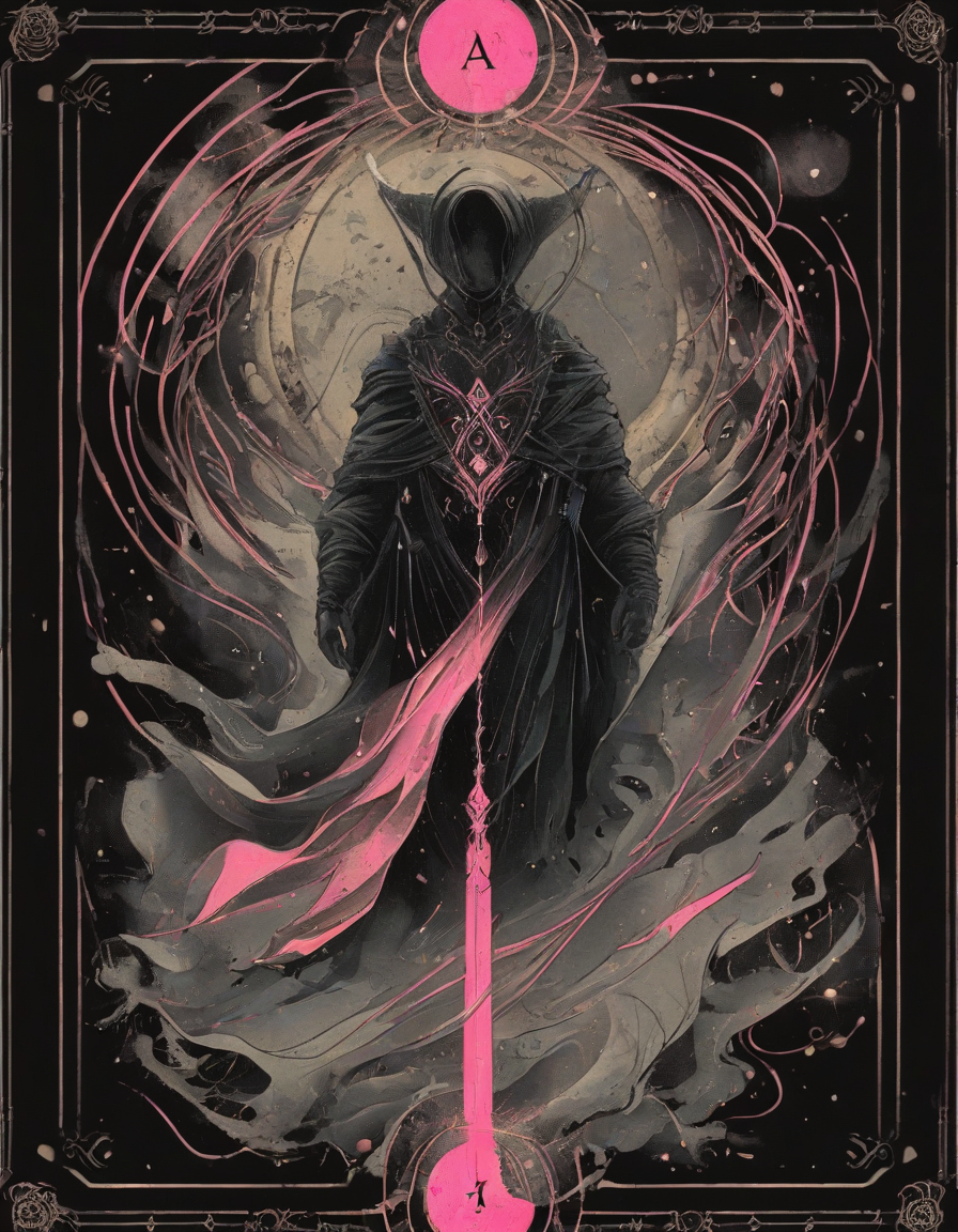 <lora:artfullyTAROT1LINE_SDXL_V1:1>,the front of an old card,tarot,tarot card,the magician,((1 line 1 color)),calligraphy,minimal,geometric,(2 colors total),lime,pink,black)) background,marker,((fine liner),masterpiece)),detailed,intricate,best quality,absurd resolution,tl4,sharp crisp ines,masterwork by artisan calligrapher,lines flow from one aspect to another,neon pink,nen liume,obsidian,ivory,vantablack,(((1 line ))) illustration,masterpiece,absurd resolution,