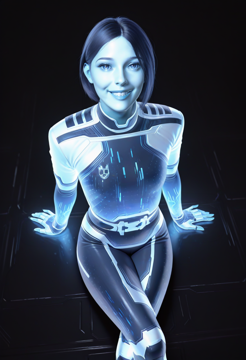 masterpiece, best quality, high quality, focused subject, detailed, from above,
1girl, solo, USTheWeapon, blue skin, holographic girl, holographic clothes,
sitting, on floor, crossed legs, looking at viewer, smile, parted lips,
simple background, dark background,
<lora:USTheWeaponIL:1>, <lora:reij-detaILer:0.8>, <lora:DarkerThanDarkIllustriousV1:0.8>
