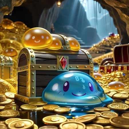 chalice made out of slime, fancy cup made out of slime, fancy chalice made out of slime, Detailed chalice made out of gold slime, Gem-studded slime chalice, multi-colored gems made out of slime, in a room of treasure made out of slime, gold coins and bars made out of slime, wood-like treasure chest made out of slime, wood-colored slime chest,
treasure-room, treasure, treasure chest, gemstone, coins, gold bars, gold pile,
everything made of slime, No simple background,
((translucent slime)), ((transparent slime)), (bioluminescent slime), sl1m3, slime, ais-blmn, watce, je11y, thickwater, great lighting, ral-lava, even lighting, no bright spots,