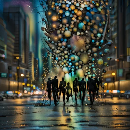 colorful cityscape at night