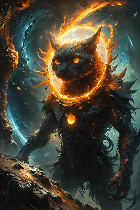 Depict a brutal cosmic event unfolding in the vastness of space. A sun is gradually being absorbed by a black hole, its fiery surface stretched and twisted as it's pulled into the abyss. Observing from a distant planet, the viewer is filled with helplessness, witnessing the cataclysmic spectacle. The distortion of time and space creates a surreal atmosphere, with light bending and stars warping around the event horizon. The entire scene feels unreal, almost artificial, raising the question: could this truly be happening? The viewer's perception is challenged as reality itself seems to break down in the presence of such a monumental event.
hyperdetailed photography, masterpiece, best quality, high quality, highres, ultra-detailed, best quality, 8K, high resolution, extreme detail,
<lora:add-detail-xl:2> <lora:MJ52:0.5> <lora:DetailMaximizer:0.5> <lora:tbh266-sdxl:0.5> style of Bestiary