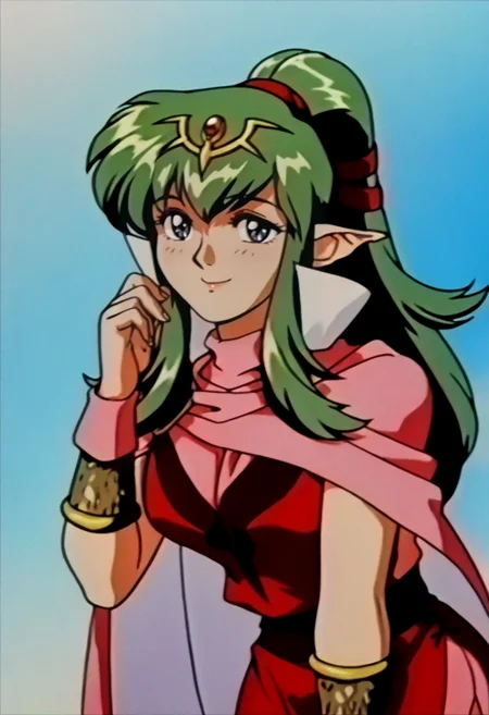 masterpiece, best quality, solo, looking at viewer, 1girl, smile, <lora:FeOVA_GLoRA-illus_Fp:1>, retro artstyle, tiki \(adult\) \(fire emblem\),