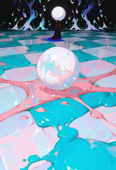pastel colors, surreal, (abstract:1.5)
1 adult woman, marbled floor, liquid floor, colored shadow, different shadow,,
, (((white sphere on background)))