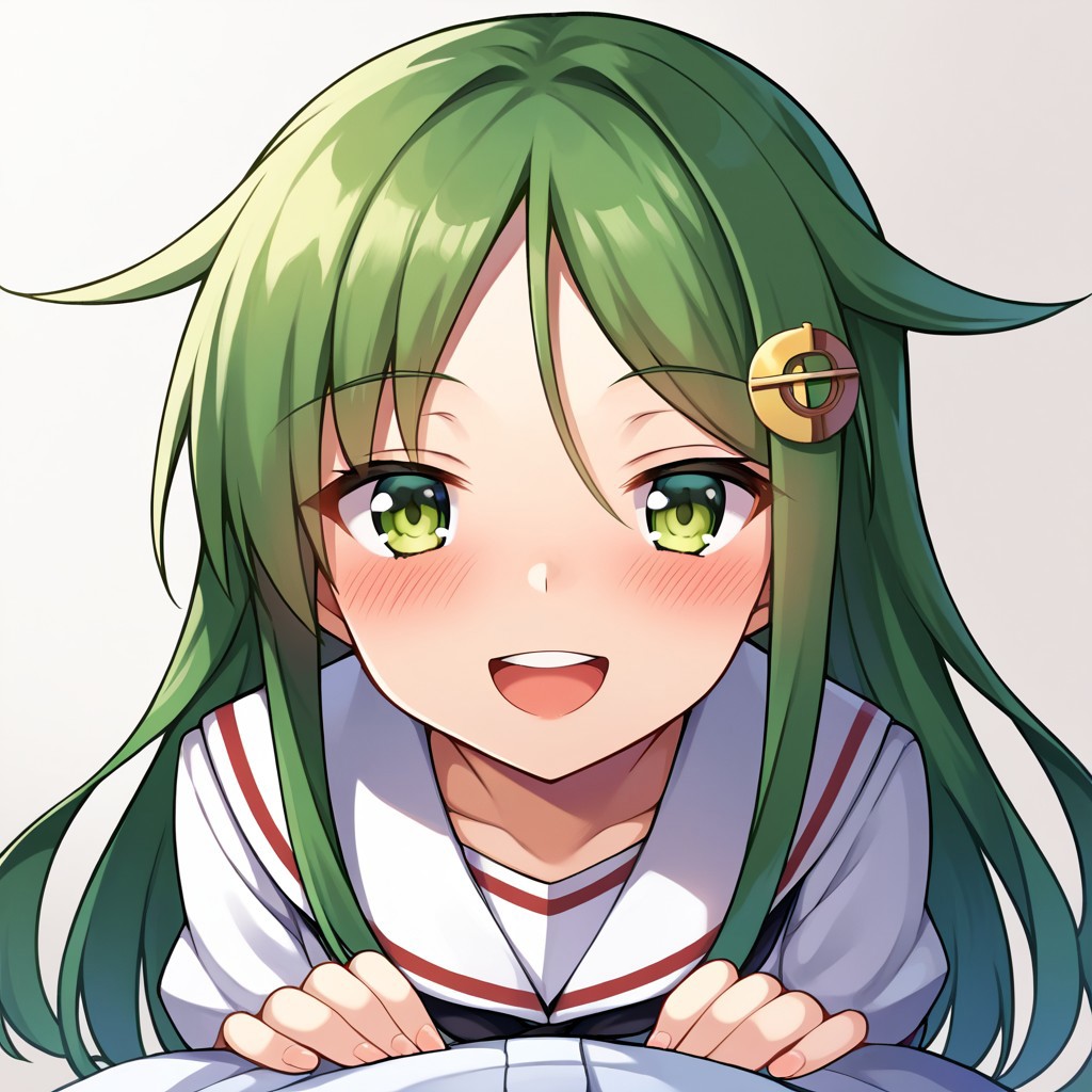 score_9, score_8, score_7, source_anime, nagatsuki (kancolle), POV, looking at viewer, blush, smile, open mouth, upper teeth only