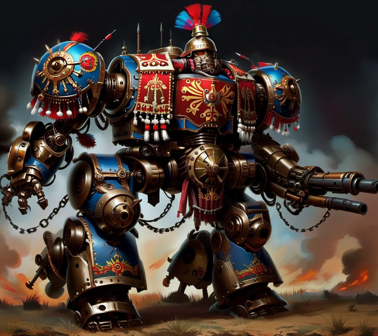 <lora:CulturePunkAI_2:.9>KazakPunkAI battle mech Highly detailed, amazing, Impressive lighting, vibrant colors, Ultra Realistic, High quality, Highly detailed, trending on artstation