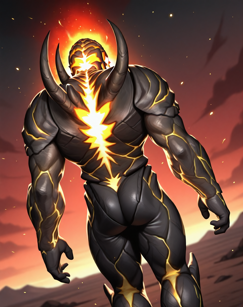 <lora:Dark_Khan_(Mortal_Kombat)_(Illustrious)_(AD):1.35> Dark Khan, muscular, Mortal Kombat, 
dutch angle, exterior, battle field, 
male focus, gradient coloring, villain, end boss, overpowering, evil, gritty dark fantasy, back view, butt, 
BREAK very awe, aesthetically pleasing, masterpiece, best quality, amazing quality, very aesthetic, perfect depth of field shot, in'ei,
Smooth Quality, lazympos, IllustQualXL_Pos,