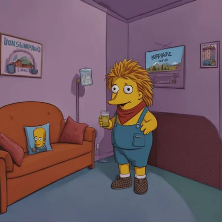 A cartoon KippiBenKippod in a Simpstyle living-room <lora:Kippi_Ben_Kippod_SDXL:1.0> <lora:SDXL-Simpstyle-Lora-v2-r16:1>