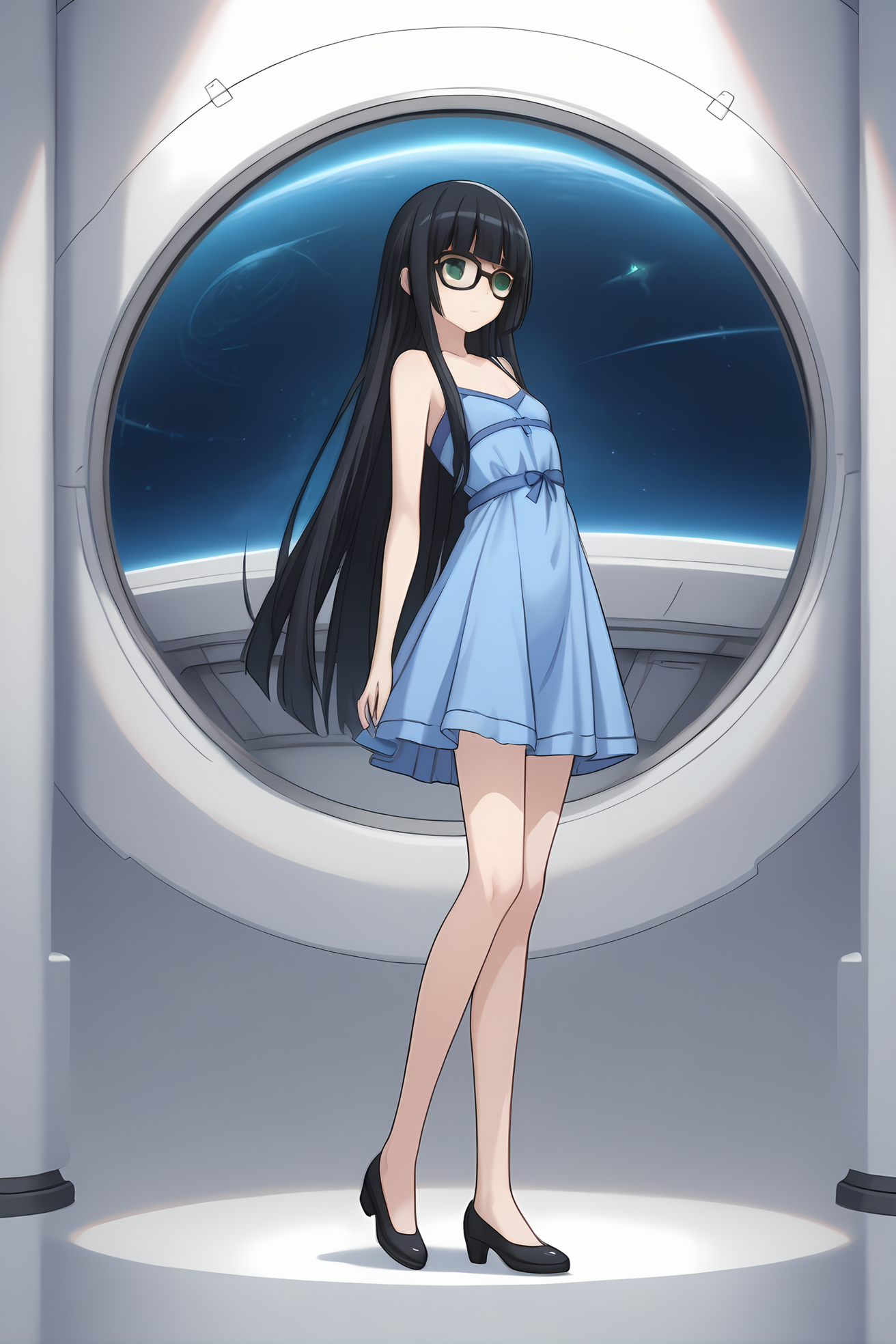 (blue dress:1.50), cpc-aoi, black hair, blunt bangs, long hair, green eyes, black glasses,
1girl, solo, skinny, (source_anime, score_9, score_8_up, score_8, score_7_up), score_7, score_6_up, score_6, score_5_up, score_5, 
(horny:1.10),
(spacecraft:1.30),
(full body:1.60), (:1.10),
small breasts,
<lora:cpc-aoi-V01-000003:0.70>