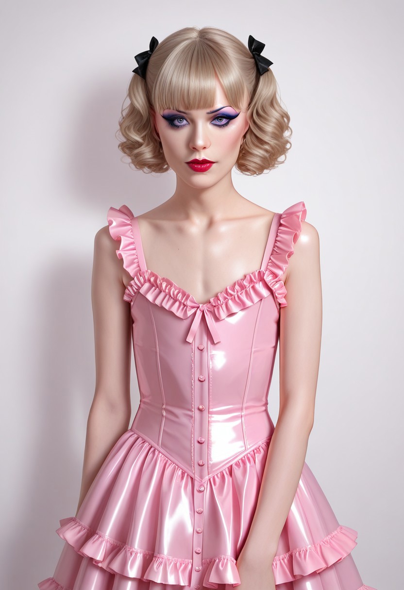 score_9, score_8_up, score_7_up, rating_safe, concept art, realistic, 1boy, solo,
Sissy, Femboy, sexy, makeup, flat chest.
((Frilly dress))