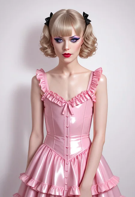 score_9, score_8_up, score_7_up, rating_safe, concept art, realistic, 1boy, solo,
Sissy, Femboy, sexy, makeup, flat chest.
((Frilly dress))