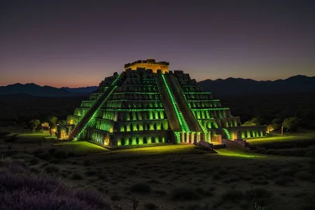 (tall ancient stone towers; 1.39) (ziggurat temple complex emerging from landscape: 1.39) raw photo, moonlight, night photography, high exposure, Arizona desert, Saguaro Cactus, Tall Mesa, cozy, photorealistic, high detailed texture, 8k uhd, dslr, soft lighting, high quality, film grain, (Fujifilm XT3, Sony A7 IV: 1.19), highly detailed photography, (muted colors, cinematic, dim colors, soothing tones:1.2), vibrant, insanely detailed, hyperdetailed, (dark shot:1.2), (vsco:0.3), (intricate details:0.9), (hdr, hyperdetailed:1.2) (highest coherency: 1.39) (highest quality: 1.39) (rule of Thirds) (award winning) (breathtaking) (masterclass) (vibrant color: 0.79) (distant hillside) (purple-green glow: 1.49) (evil temple: 1.19)