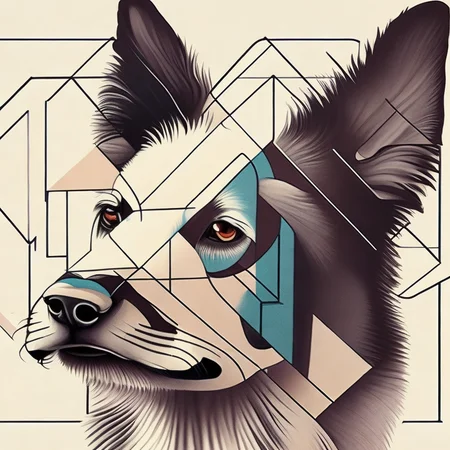 <lyco:Geometric_drawing_style_Sa_May :1.0> dogs by Geometric drawing style