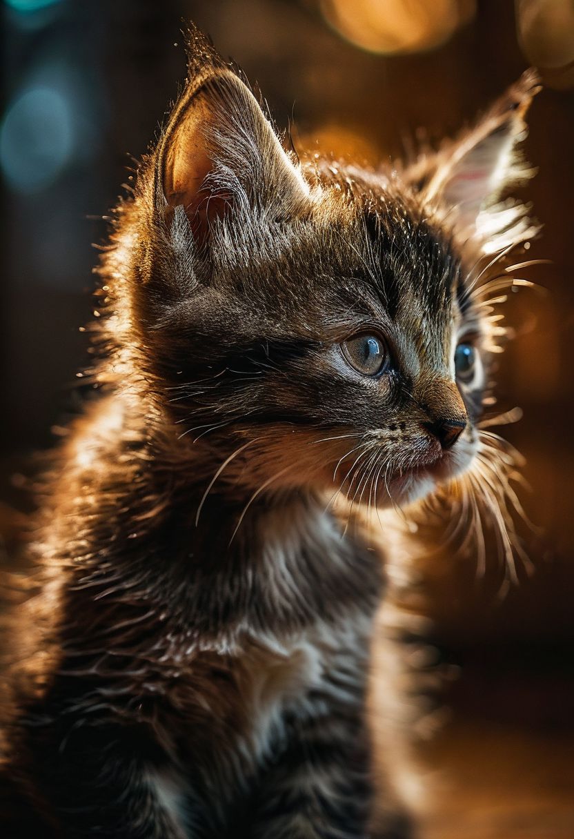 dynamic photo of a kitten, cinematic look, breathtaking photograph, award winning photograph, dramatic lighting, highly detailed, 35mm photograph, 4k, vivid colors, shot on hasselblad, split lighting