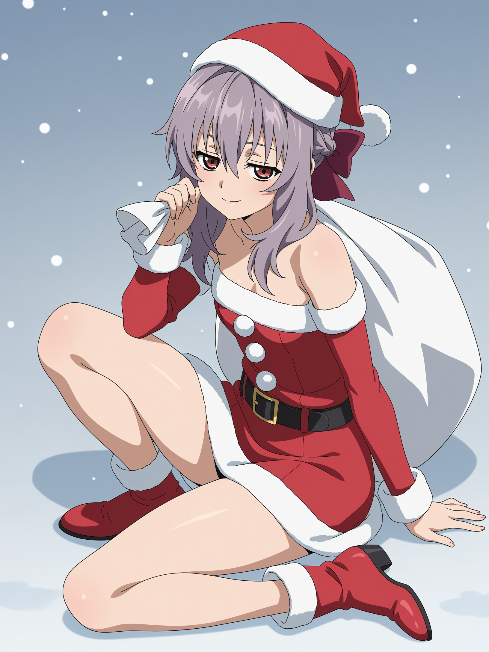 <lora:shinoa:1>,shinoa,anime coloring,full body,seductive smile,santa costume,