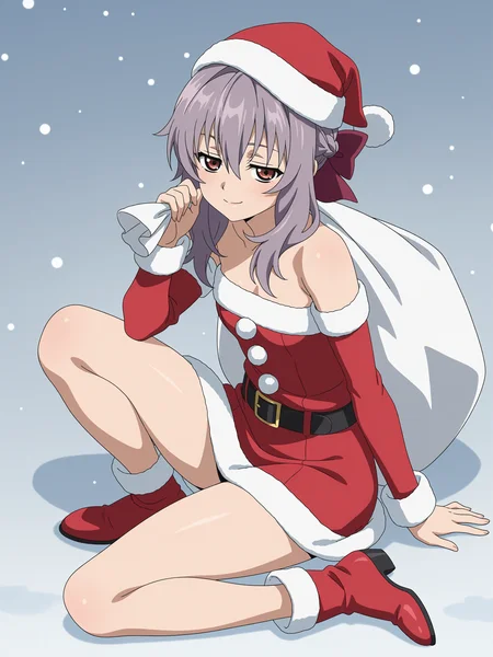 <lora:shinoa:1>,shinoa,anime coloring,full body,seductive smile,santa costume,