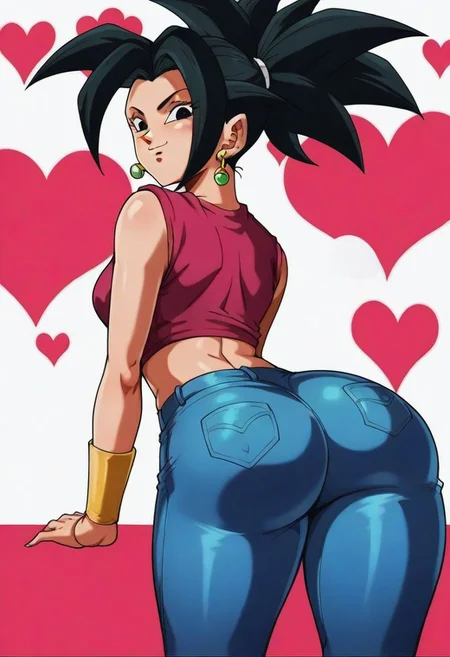 ASCII ASCII ASCII ASCII ASCII ASCII ASCII score_9, score_8_up, score_7_up, score_6_up, smile, smug look, heart symbol, ass focus, kefladb, black hair, black eyes, spiked hair, ponytail, big ass, looking a viewer, over the shoulder, tight jeans
