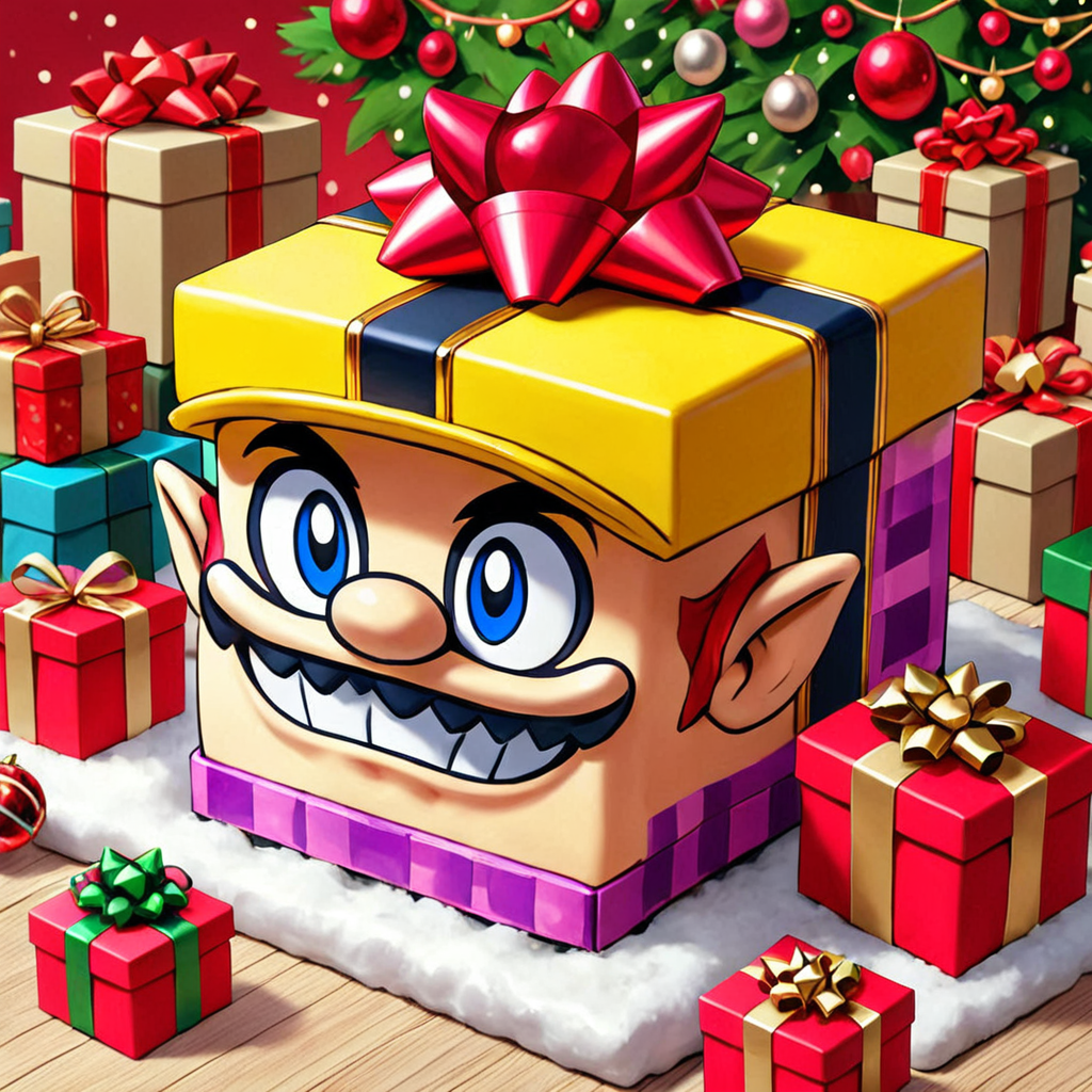 hol1d@yb0x wario, <lora:HolidayBox:1> , festive, jolly, best quality, gift box,âââ