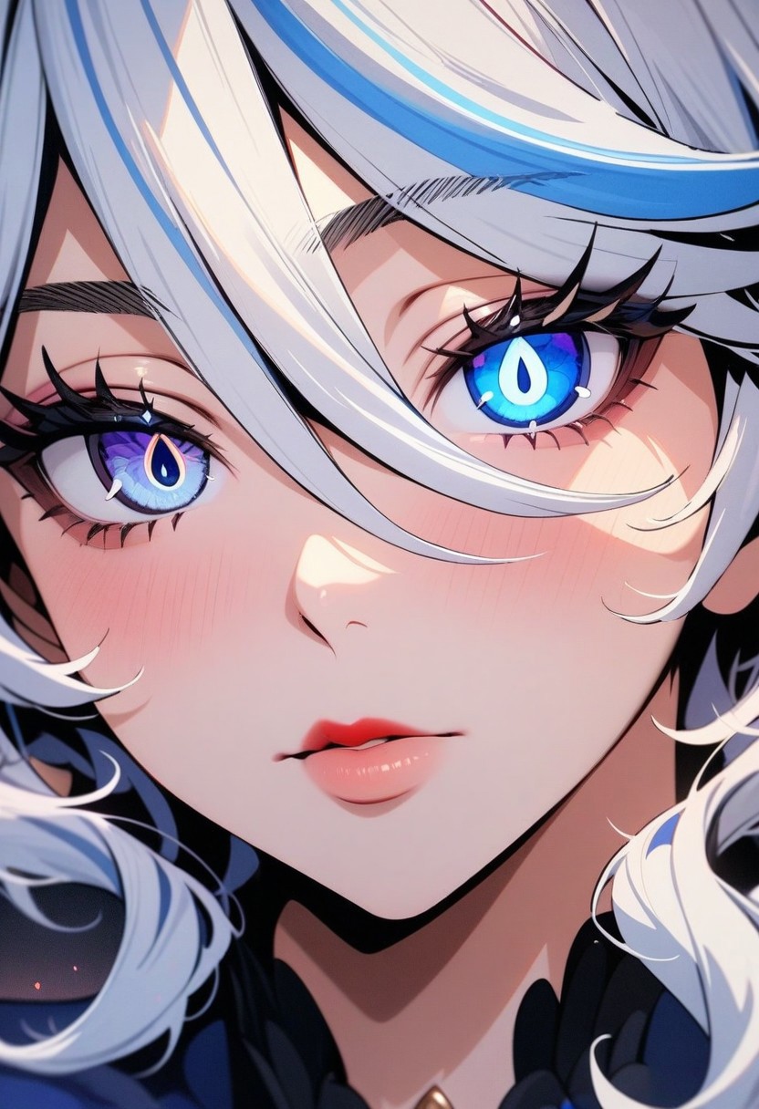 (masterpiece), (best quality), (ultra-detailed), 
1girls, solo,  furina , Genshin impact, 
Detailed eyes, colourful eyes detailed beautiful eyes, very high resolution eyes, black pupils, detailed beautiful eyes, sharped sightings, , ,, Light particle, medium shot, 70mm film,
gorgeous lips, puffy lips, sensual lips, detailed lips, glossy lips, ((big lips):1) , (fleshy Lips:1.2), bimbo lips, high detailed lips, Babes Kissable Lips, closed mouth, red lips,
portrait, face focus