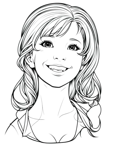 lineartlora, 1girl, portrait, lineart, happy