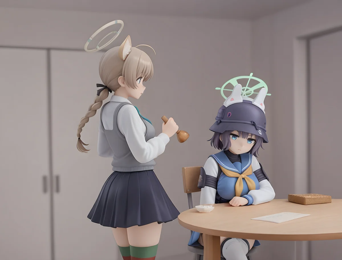 room,, <lora:FIG IL:1>,,fig,saki \(blue archive\), lynette bishop, 2 girls