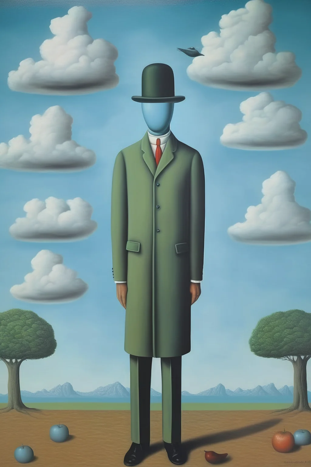 <lora:Rene Magritte Style:1>Rene Magritte Style - a surreal painting in the style of Magritte Rene
