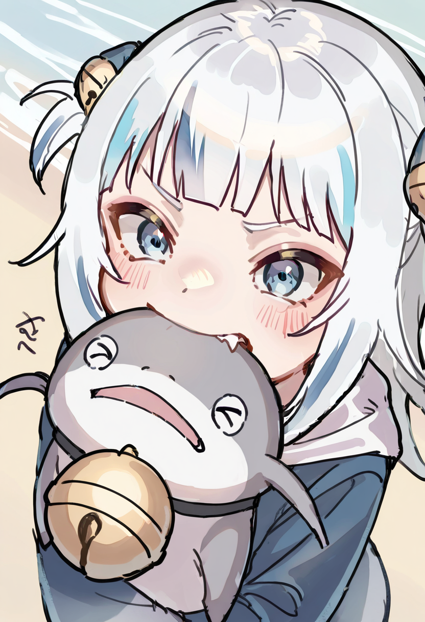 artist:, outdoors,beach,1girl biting 1other BREAK
<lora:namazuIL4:1>1other,namazu,collar,bell,>_<.,
1girl,gawr gura,biting cheek, masterpiece, best quality, good quality, newest, very awa, absurdres, highres,  <lora:spo_sdxl_10ep_4k-data_lora_webui:0.7>,