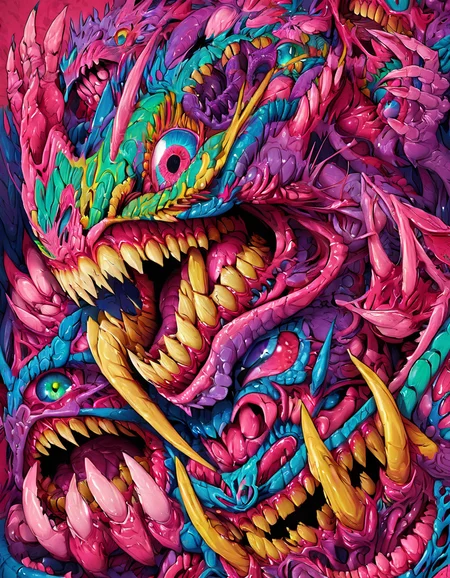 <lora:brho:0.6>brho, hyperbeast, sharp teeth, eyes, claws, mouths,