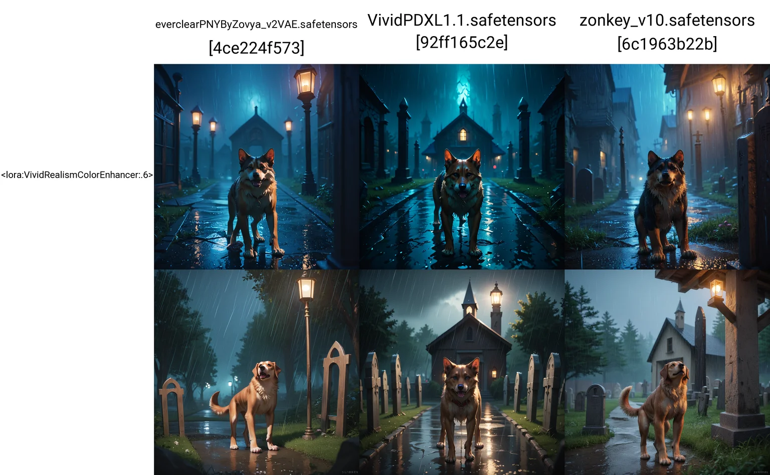 score_9, score_8_up, score_7_up, dog, rain, wet fur, somber, graveyard
<lora:VividRealismColorEnhancer:.6>, volumetric lighting, depth of field, cinematic, vibrant, shadows, detailed,