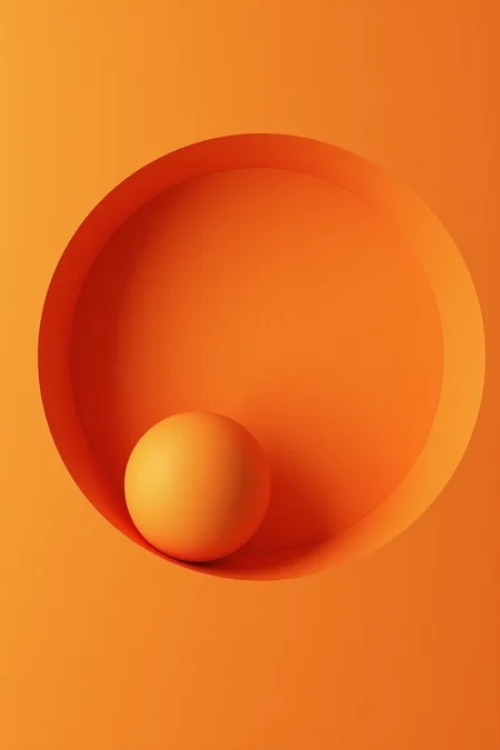 , YFG-Ge0m a 3d rendering of a sphere in the middle of an orange background, creating a vibrant and eye-catching composition. the sphere is rendered in a realistic style, with its smooth surface and intricate details, making it look like it is floating in the air. the orange background provides a vivid contrast to the sphere, making the image stand out even more.