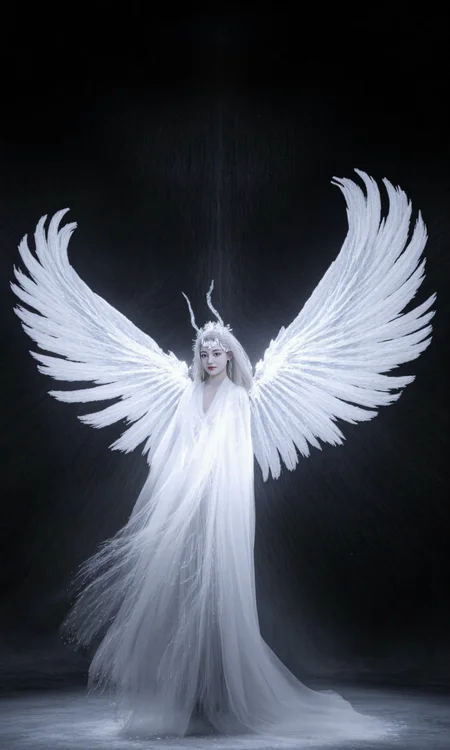 Top Atmosphere Photography Works, extremely realistic, Art by Col Price.
a fairy wearing (a white Hanfu/made of glowing fiber optic circuits, luminescent fiber-optic electrical circuits), a pair of folded white glowing giant feather wings, the surrounding is a dark, empty void. the image is high quality and vivid with tech aesthetics.
(photorealistic:1.2), (Extremely realistic, masterpiece, top quality, official art, best quality, beautiful and aesthetic:1.2), 4k, 8k, very rich details, 24bit colors, vivid colors, cinematic color grading,