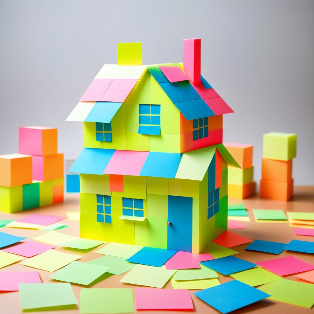 a house made out of Jed-StickyN  <lora:StickyNotesStyle-000007:0.7>